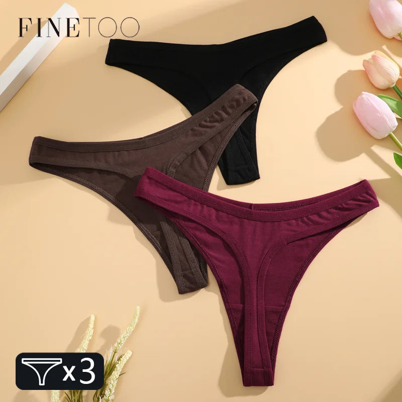 Seamless Cotton Thong Panties – 3-Pack