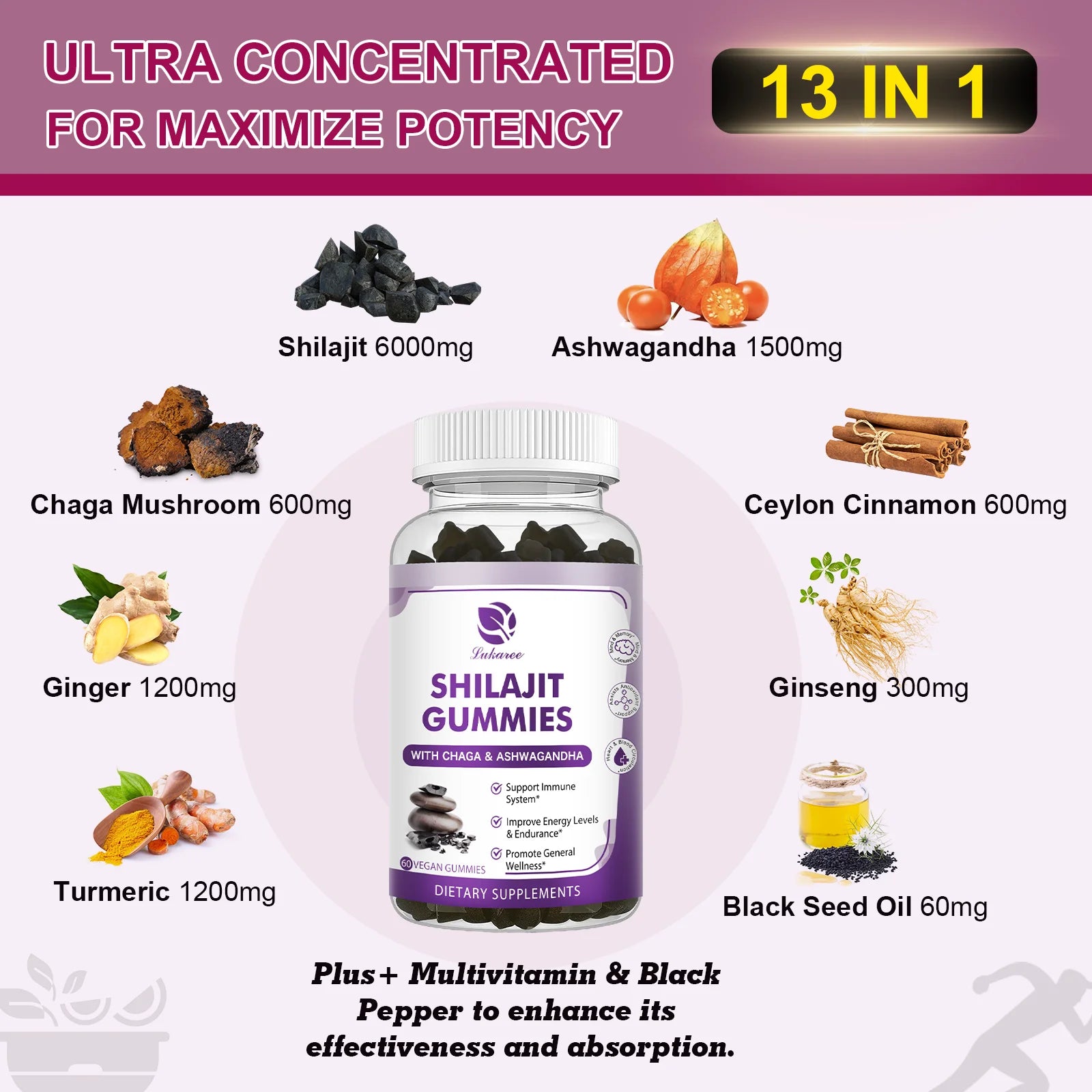 Shilajit Gummies 13-in-1 Mineral Supplement
