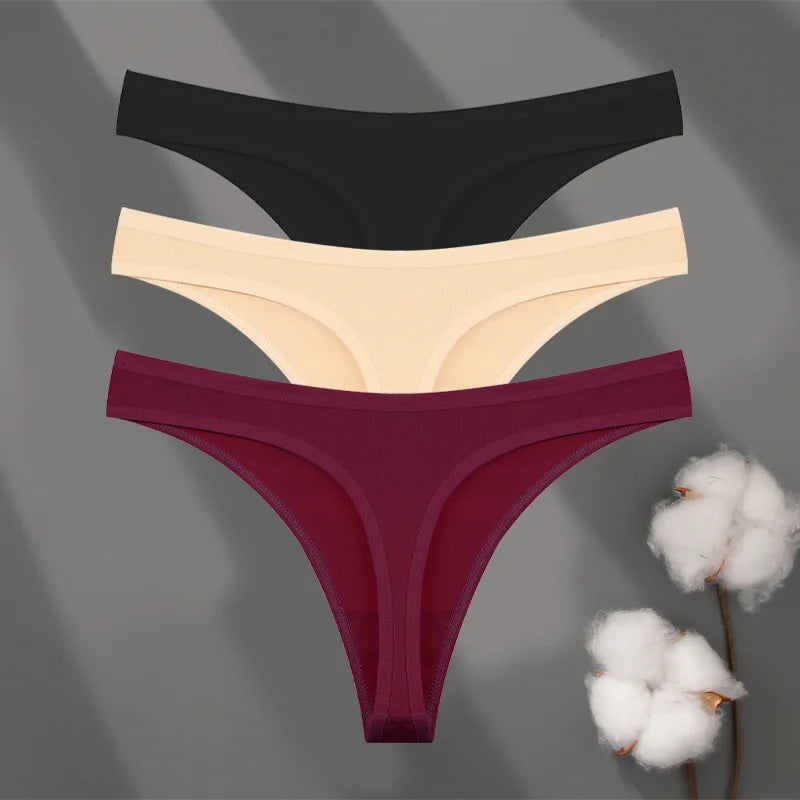 Seamless Cotton Thong Panties – 3-Pack