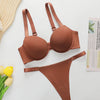 The Best-selling Sexy Gathering Promotion Style Glossy Letter Shoulder Strap Two-piece Women's Underwear Set B2050
