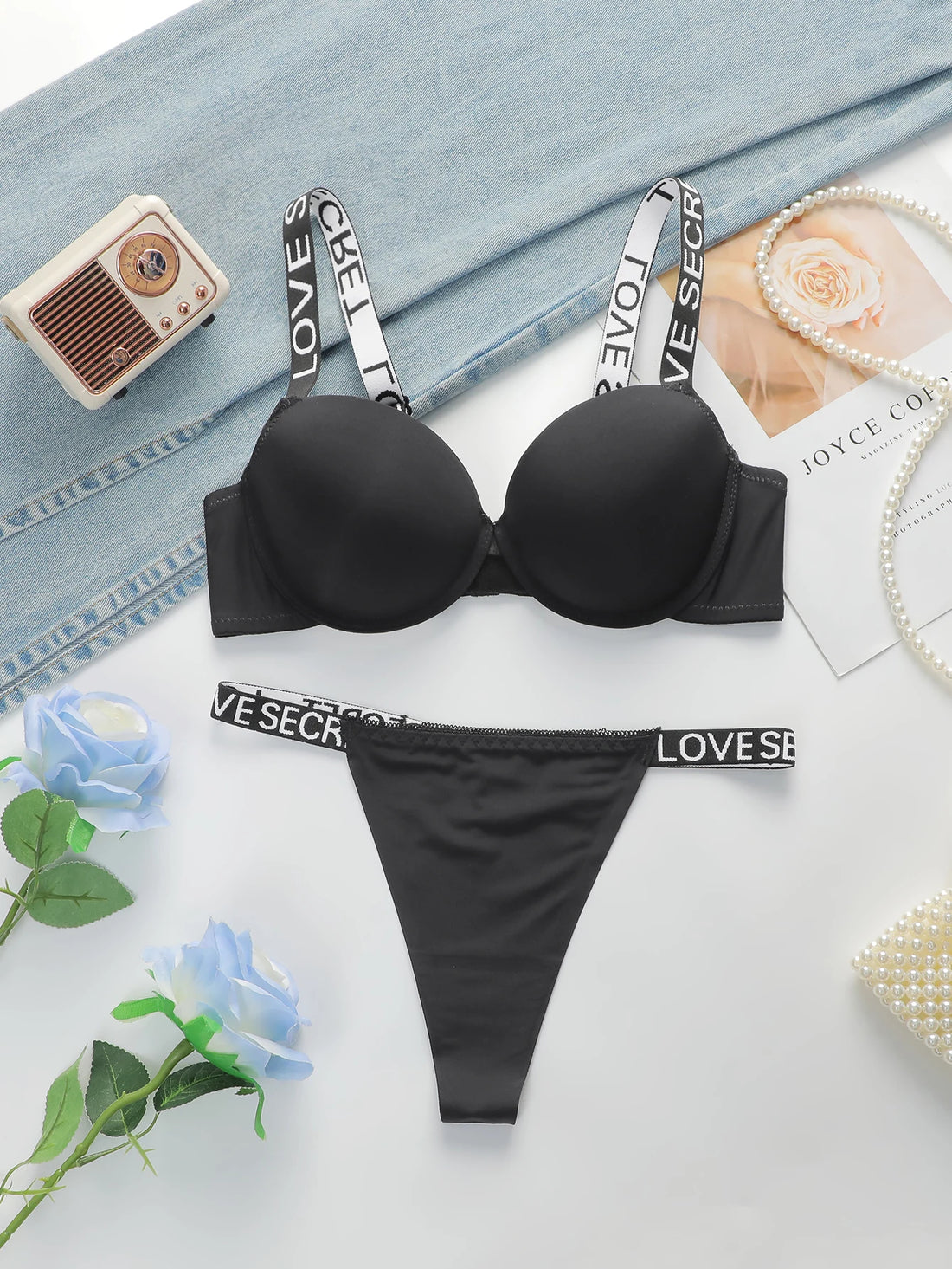 Logo Strap Push-Up Bra & Panty Set
