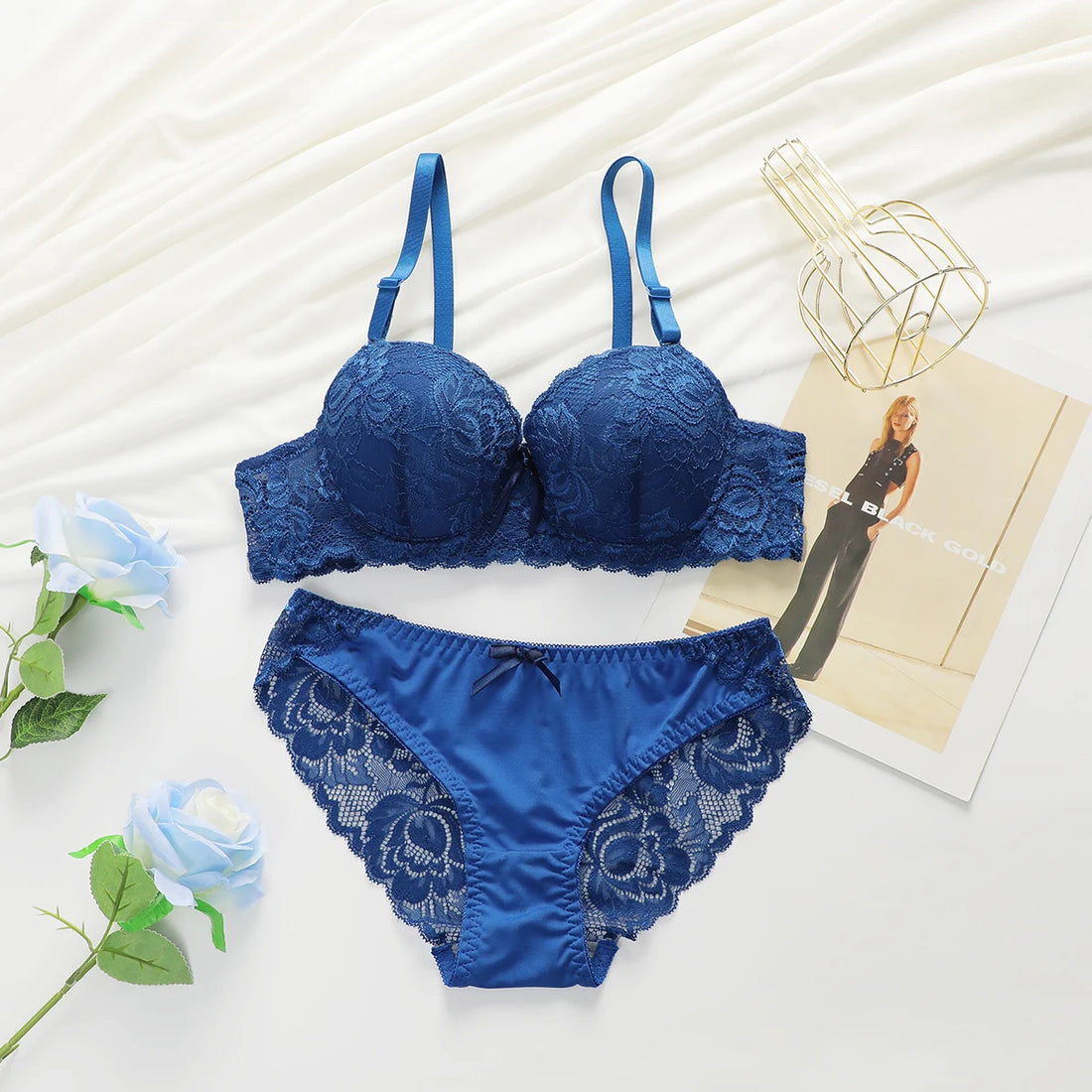 Lace Push-Up Bra & Panty Set – Multi-Color