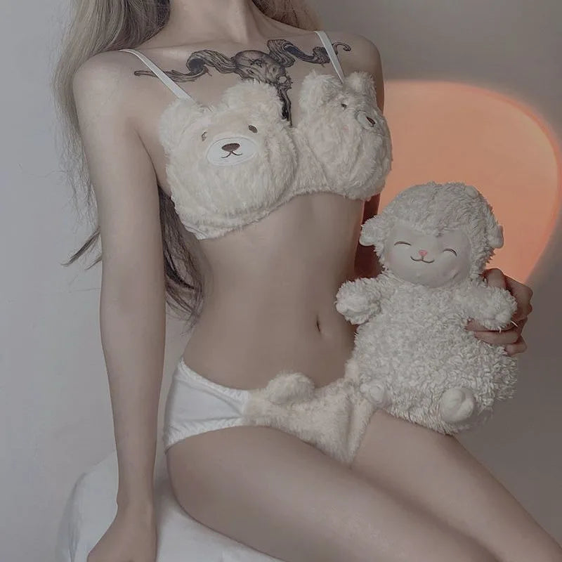 Cute Bear Print Wireless Bra – Cozy Comfort Bralette