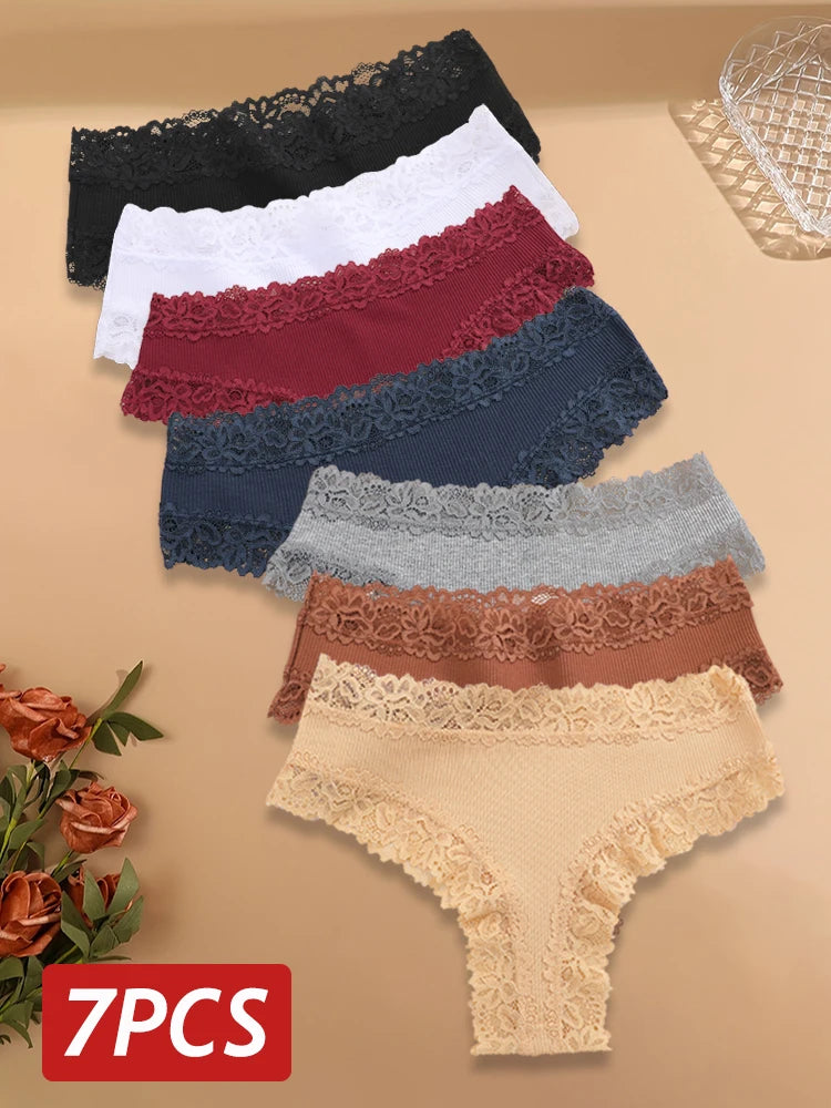 Women's Lace Trim Bikini Panties – 7-Pack