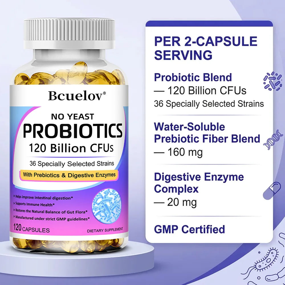 Probiotics 120 Billion CFU with Prebiotics & Digestive Enzymes