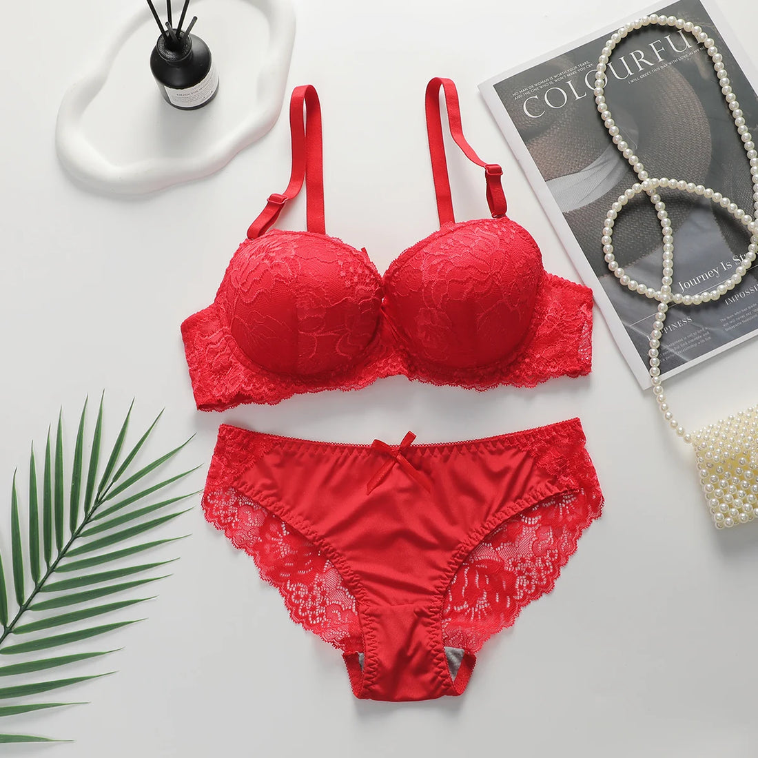 Lace Push-Up Bra & Panty Set – Multi-Color