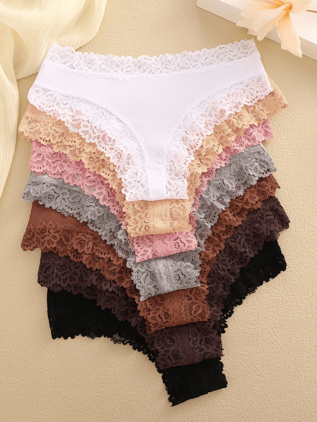 Women's Lace Trim Bikini Panties – 7-Pack