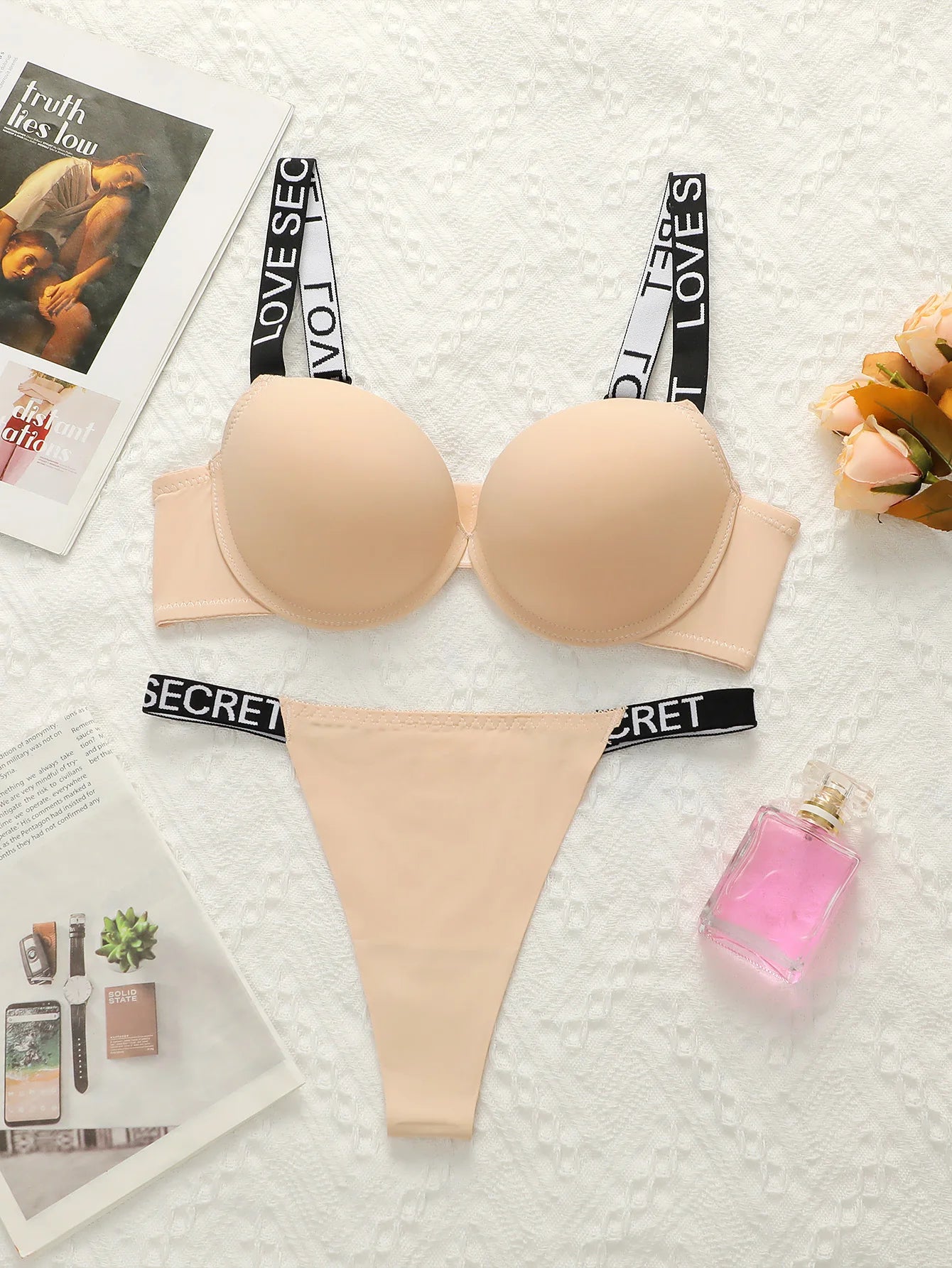 Logo Strap Push-Up Bra & Panty Set