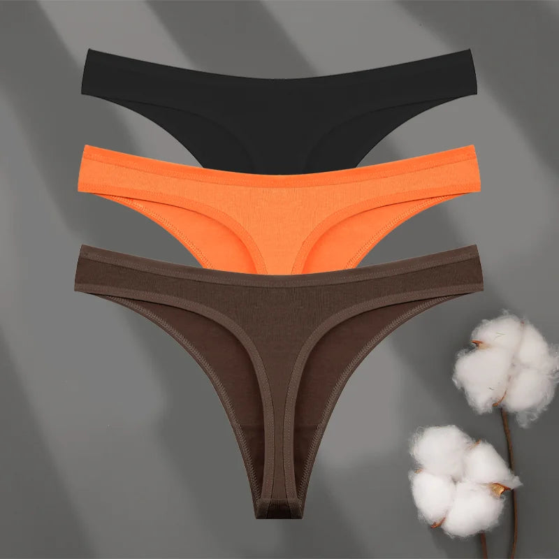 Seamless Cotton Thong Panties – 3-Pack