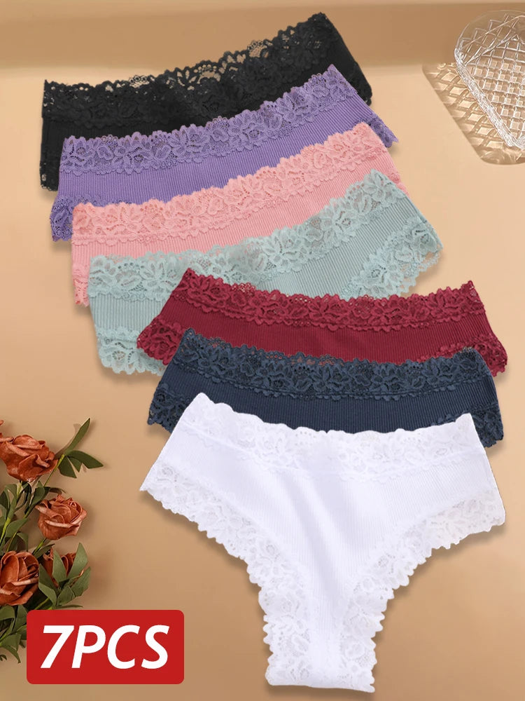 Women's Lace Trim Bikini Panties – 7-Pack