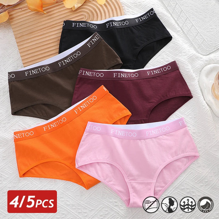 4/5PCS Women Cotton Panties Sexy Low Waist Elastic Briefs Letter Straps Underwear Female Solid Sports Panties Soft Lingerie