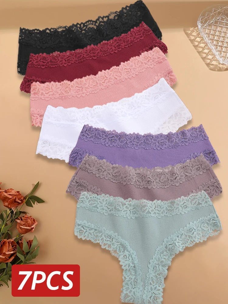 Women's Lace Trim Bikini Panties – 7-Pack