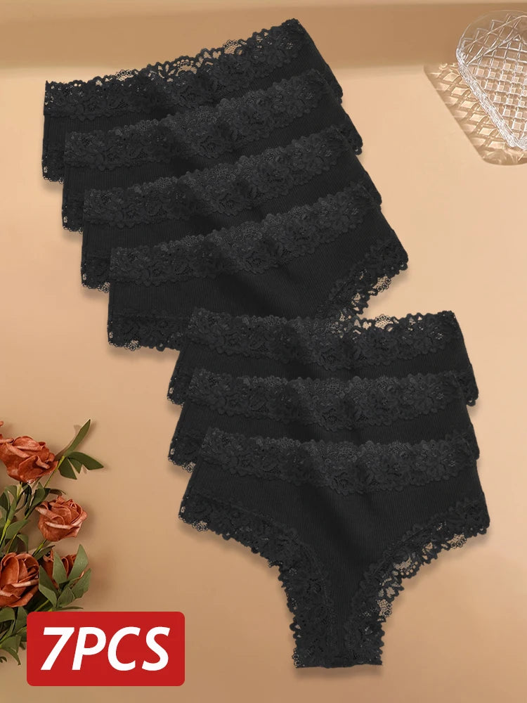 Women's Lace Trim Bikini Panties – 7-Pack