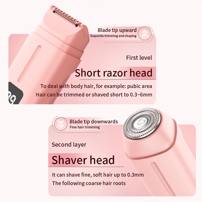 2-in-1 Rechargeable Women’s Electric Shaver with Digital Display