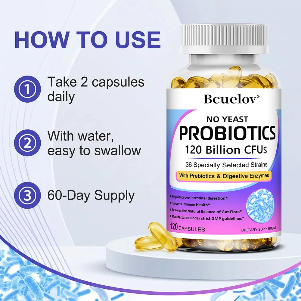 Probiotics 120 Billion CFU with Prebiotics & Digestive Enzymes