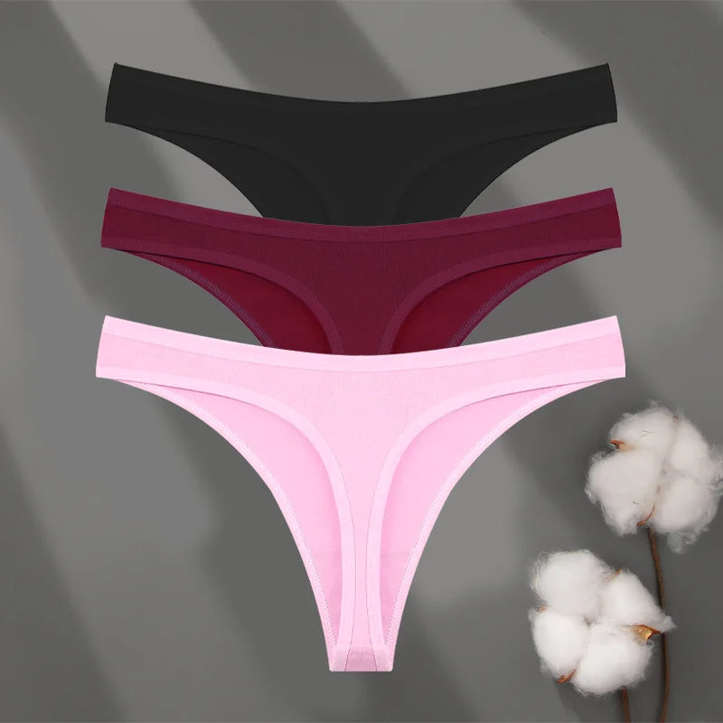 Seamless Cotton Thong Panties – 3-Pack