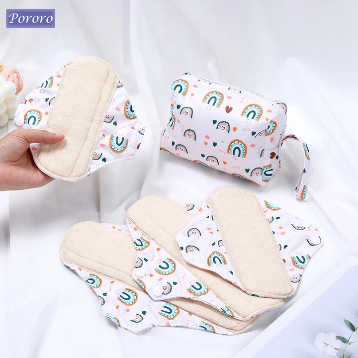 Reusable Washable Cotton Menstrual Pads – 4-Pack with Wet Bag