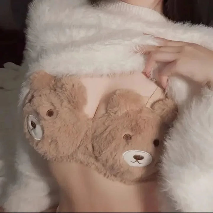 Soft and Cute Bear Japanese-style Lingerie for Women, Autumn and Winter Cartoon Plush Comfortable and Adorable Girl Bra