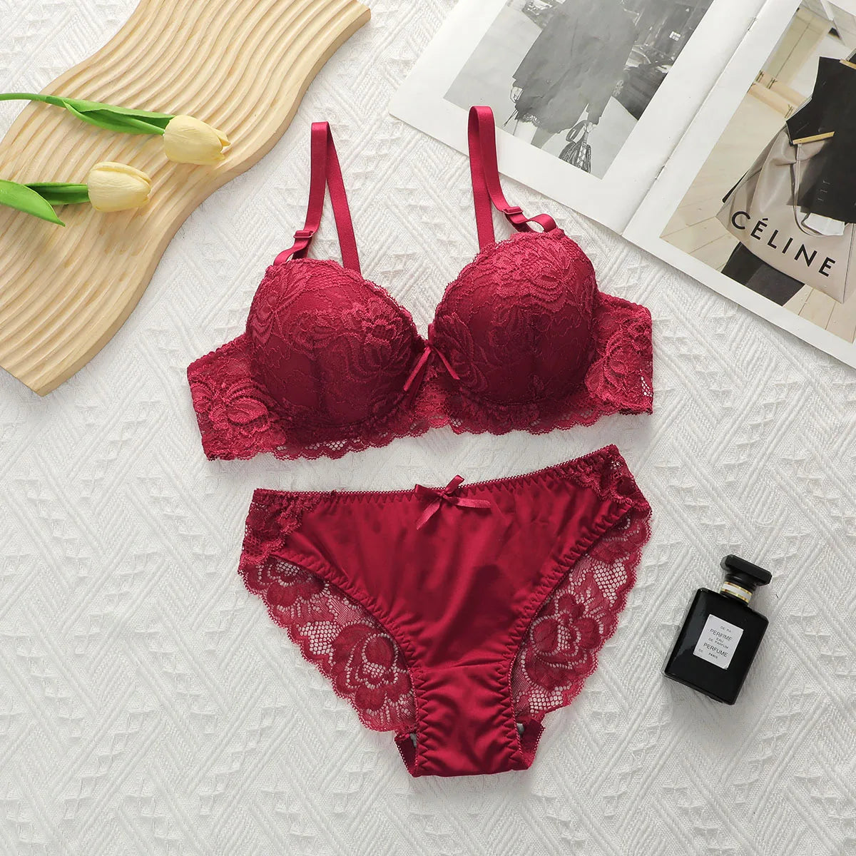 Lace Push-Up Bra & Panty Set – Multi-Color