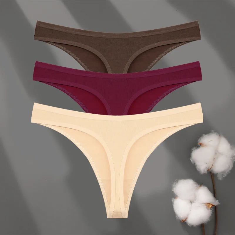 Seamless Cotton Thong Panties – 3-Pack