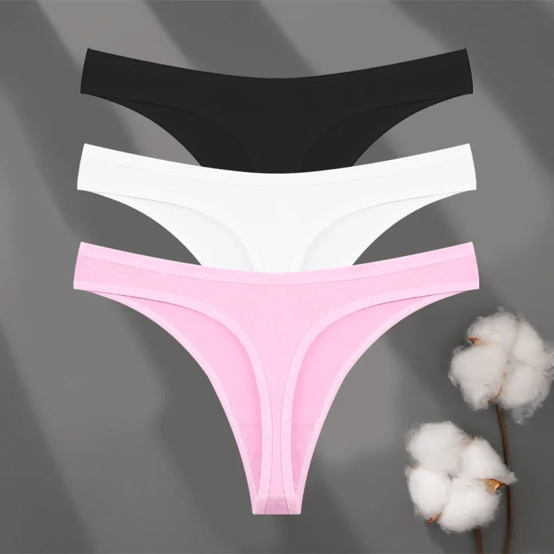 Seamless Cotton Thong Panties – 3-Pack