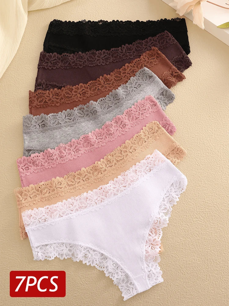 Women's Lace Trim Bikini Panties – 7-Pack