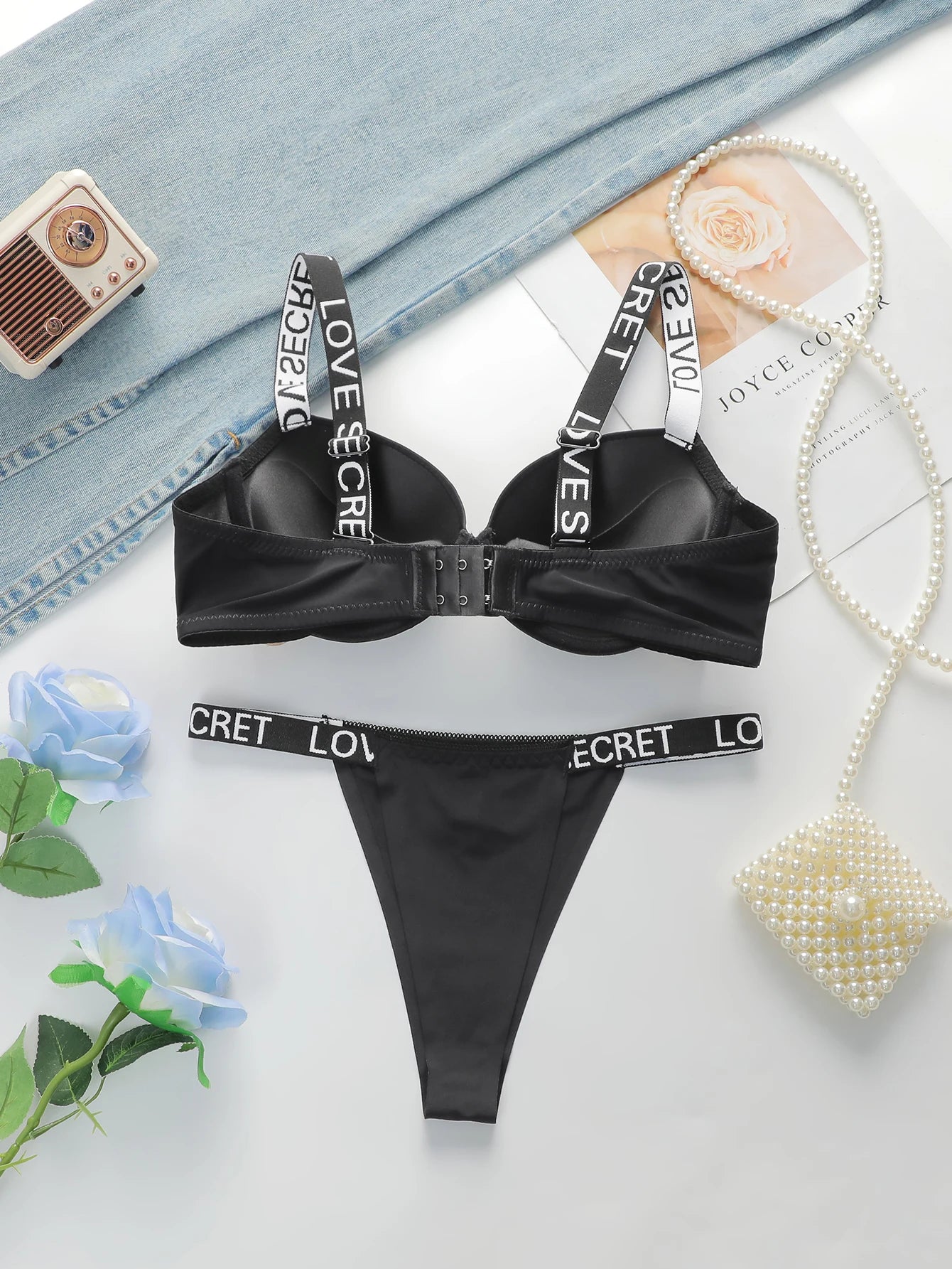 Logo Strap Push-Up Bra & Panty Set