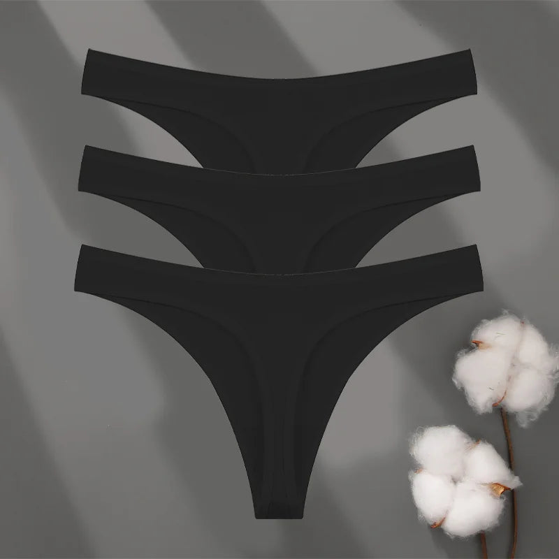 Seamless Cotton Thong Panties – 3-Pack