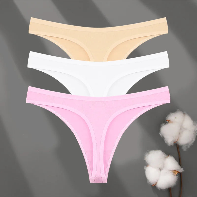 Seamless Cotton Thong Panties – 3-Pack