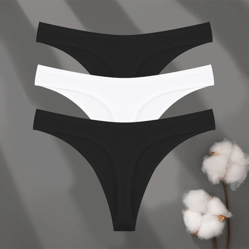 Seamless Cotton Thong Panties – 3-Pack