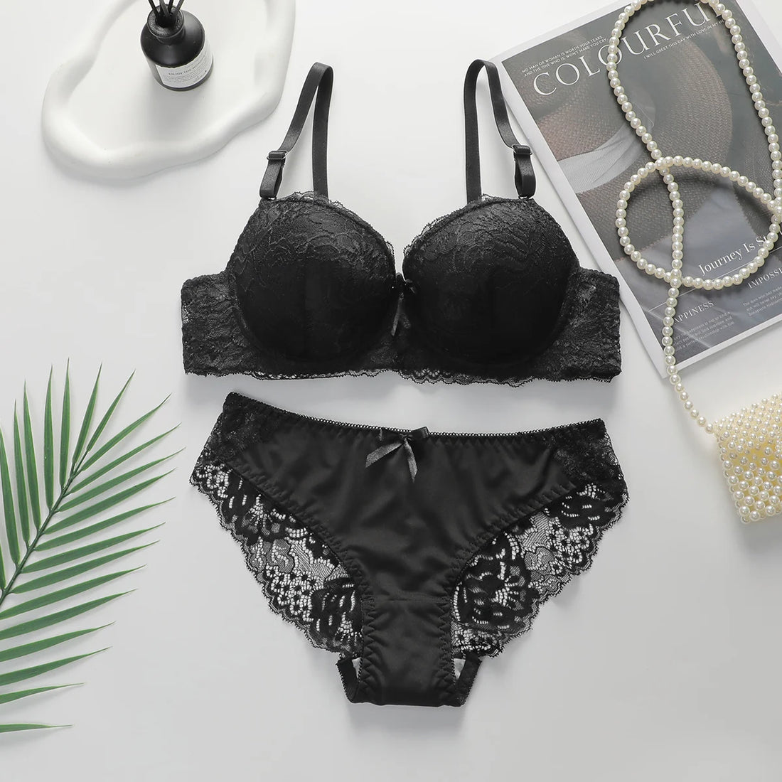 Lace Push-Up Bra & Panty Set – Multi-Color