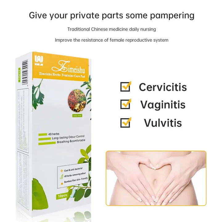 Silver-Ion Herbal Gynecological Care Pads – 30-Pack