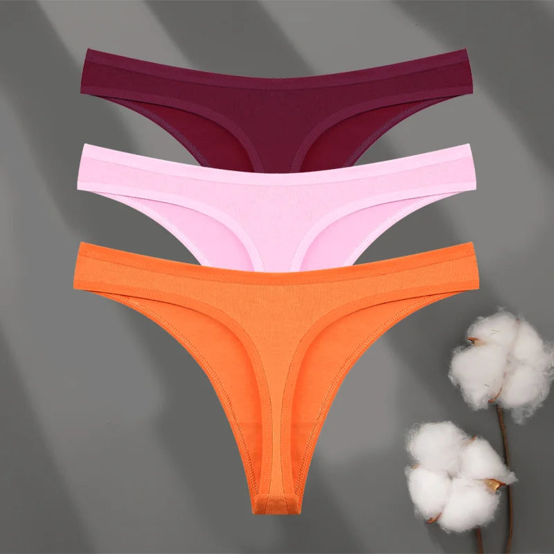 Seamless Cotton Thong Panties – 3-Pack