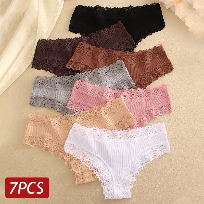 Women's Lace Trim Bikini Panties – 7-Pack